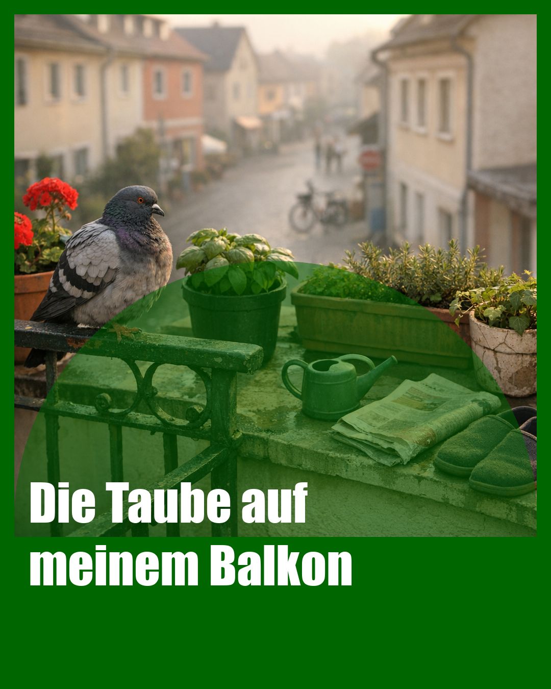 Foto: Tauben,Brutzeit,Balkon (KI generiert )
