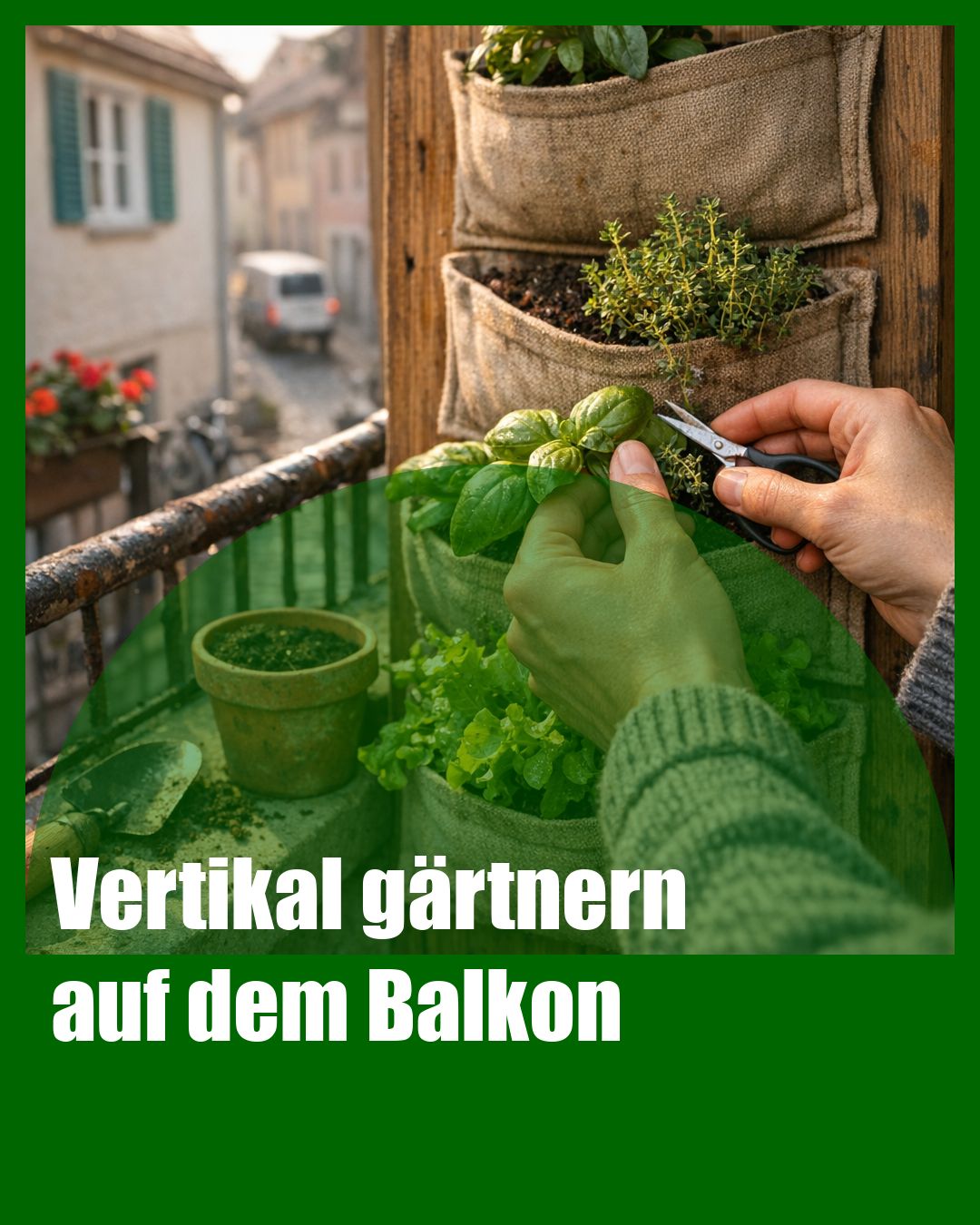 Foto: Kräuterwand,Pflanztaschen,Drainage (KI generiert )