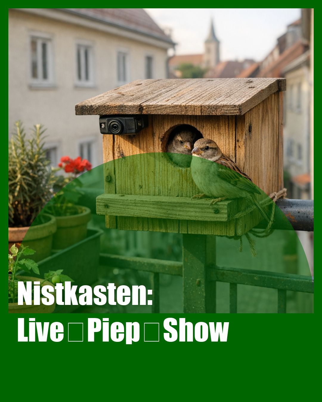 Foto: Nistkasten,Birdwatching,Balkon (KI generiert )