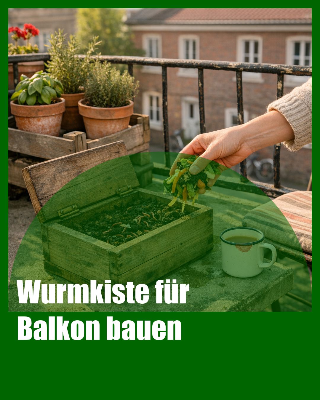 Foto: Wurmhumus,Balkonkompost,DIY (KI generiert )
