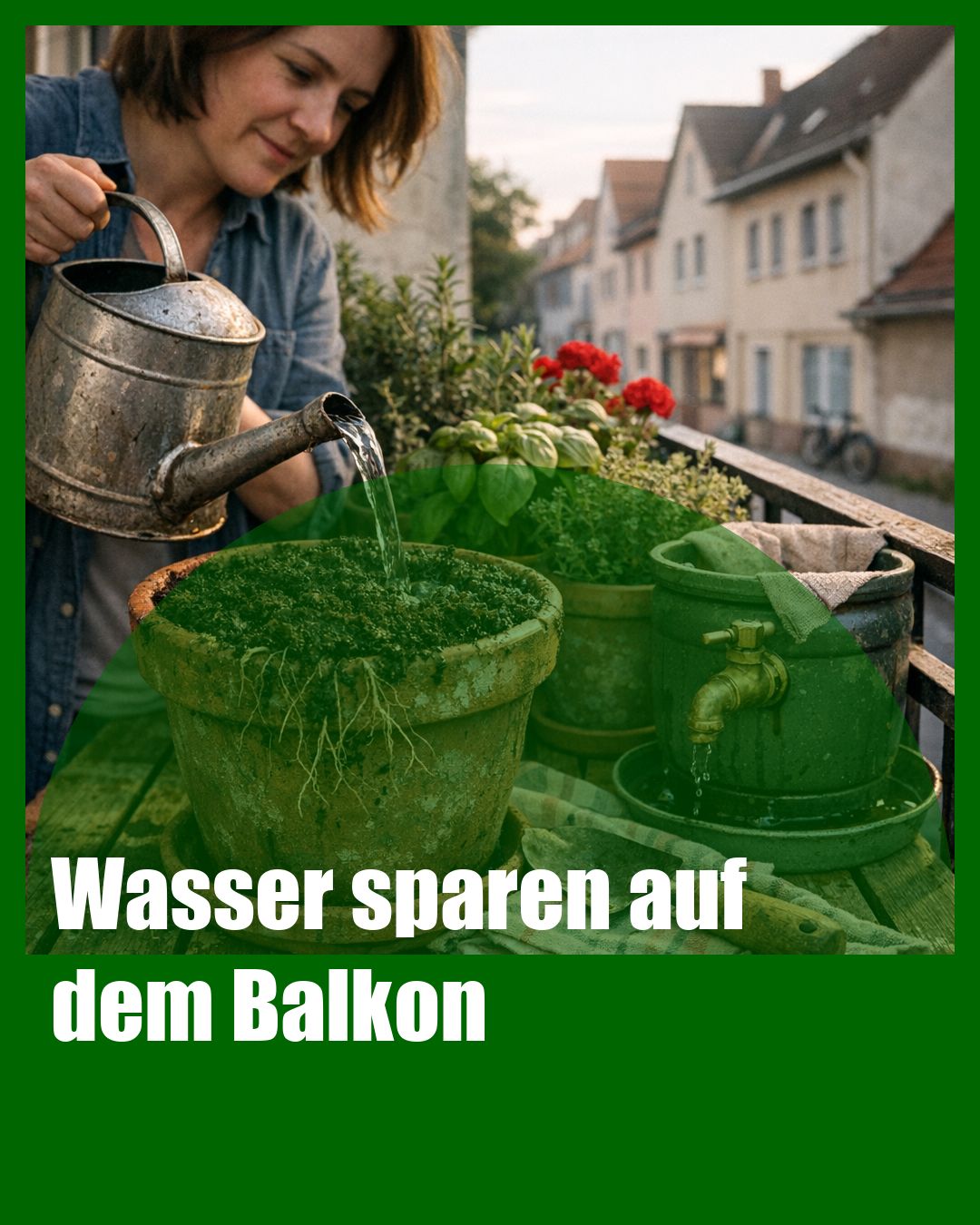Foto: Wasser sparen,Balkon,Gießzeit (KI generiert )